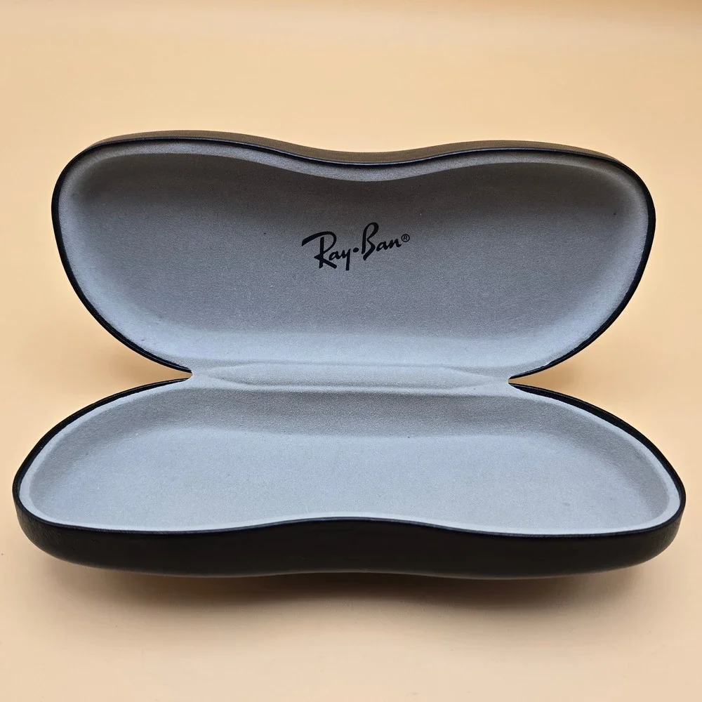 Ray-Ban Brown Hard Shell Sunglass Case Clamshell Logo Textured Eyewear Protector
